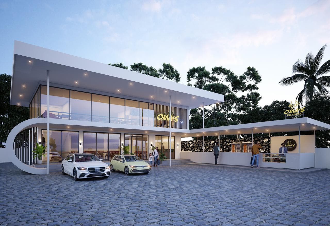 Exterior of Omas Restaurant at Mambaram